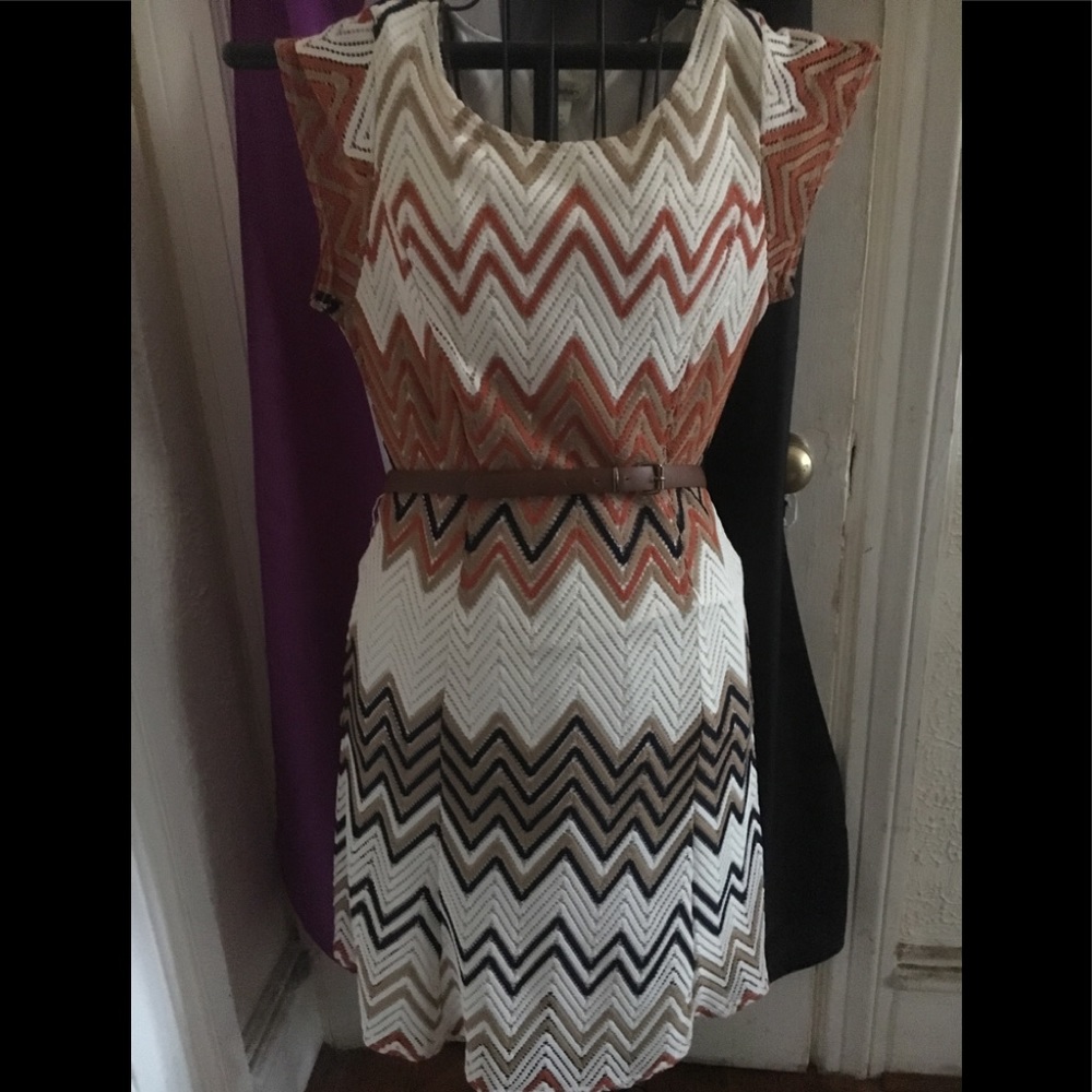 Dress Barn 70’s Multi Colored Dress With Belt